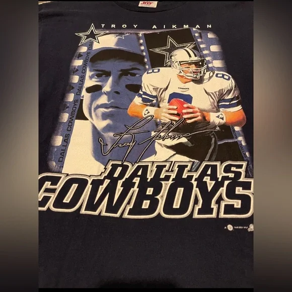 Vintage Joy Athletic Wear Dallas Cowboys Troy Aikman Graphic T - Picture 3 of 6